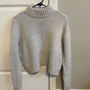 American Eagle Outfitters Light Gray/cream Turtleneck Sweater